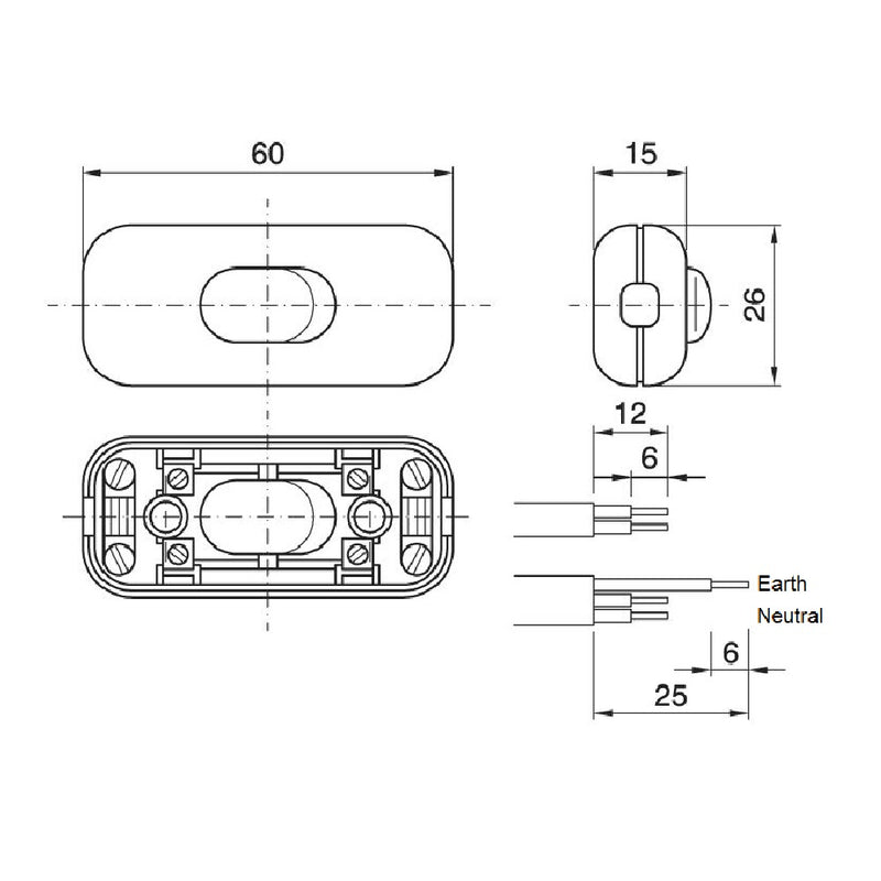 Clear Double Pole On Off Table Lamp Switch