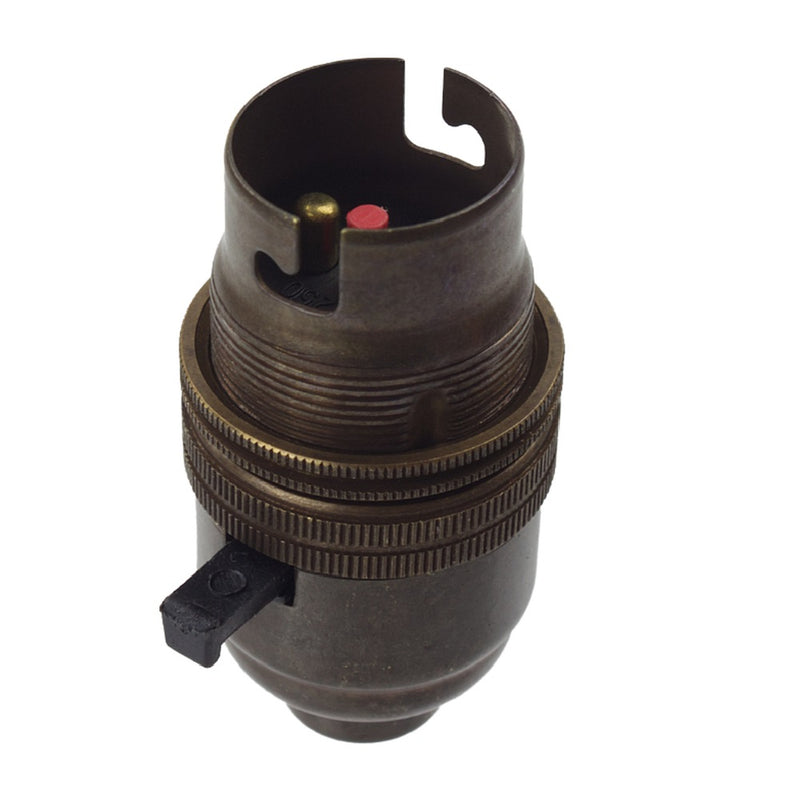 S Lilley Antique Brass Switched Lamp Holder 1413EH