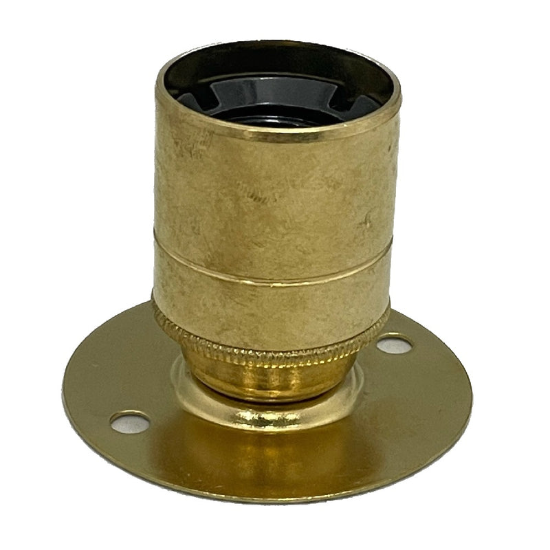 Brass E27 2 Hole Plain Skirt Batten Lampholder | 67mm Base