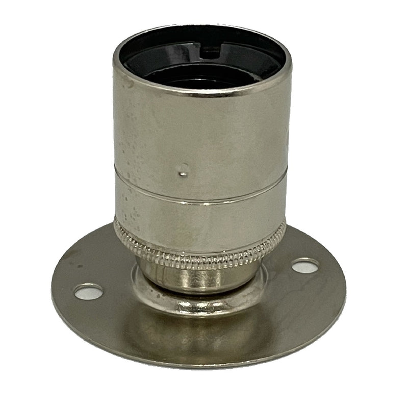 Nickel Plate E27 2 Hole Plain Skirt Batten Lampholder | 67mm Base