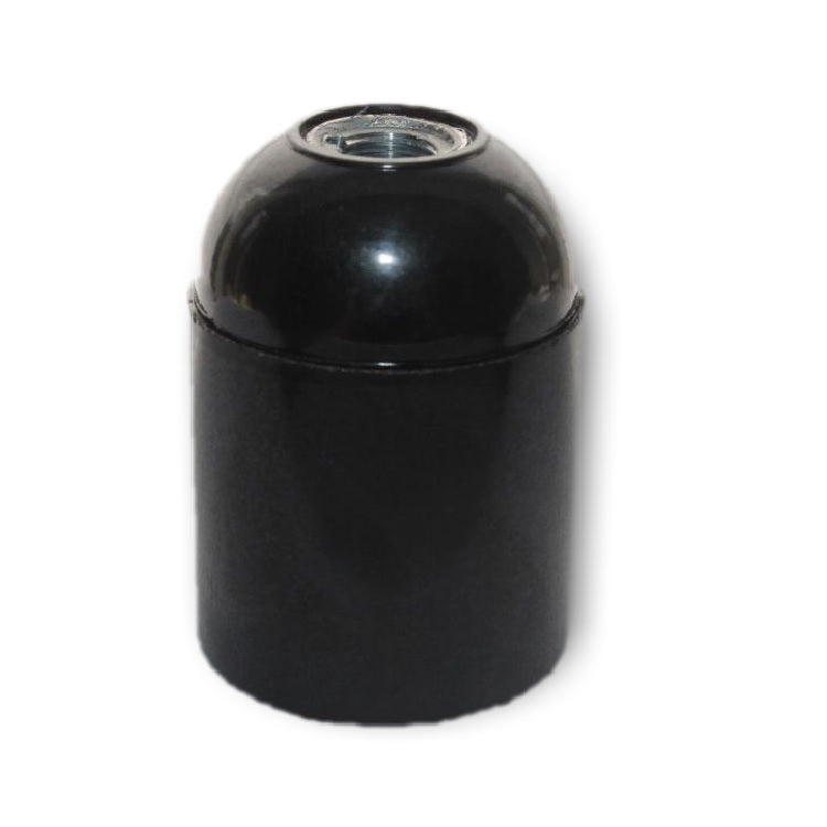 Black ABS ES E27 Plain Collar Lampholder (Earth Base)
