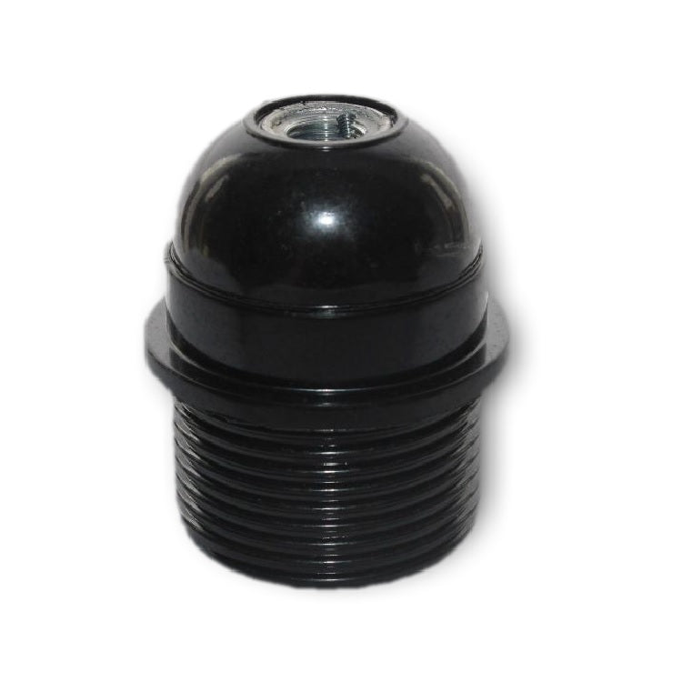 Black ABS ES E27 Partly Threaded Lampholder (Earth Base)
