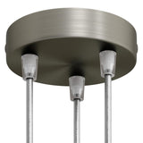 Brushed Titanium 3 Hole Metal Ceiling Rose with Conical Plastic Cord Grip