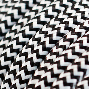 Black & White Braided Herringbone Cable Flex | Lighting Spares