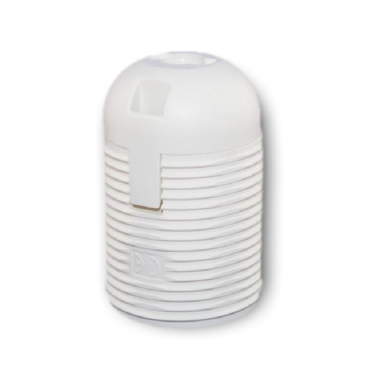 White ABS ES E27 Snap On Threaded Collar Lampholder