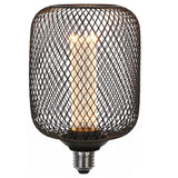 Searchlight 16002BK Industrial Black Metal Mesh LED Globe Filament Light Bulb Cage Shade Decorative E27 3.5W - 120 Lumens