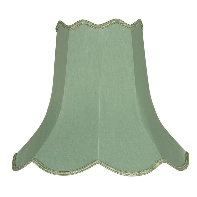 Oaks Lighting S701/10 SE Sage Green 10" Traditional Faux Silk Scalloped Lamp Shade