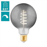 LED G95 ES E27 Smoky Spiral Filament Light Bulb Lamp