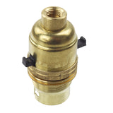 Lilleys 1423E Brass BC B22 10mm Entry Safer Switch Lampholder | Shade Ring & Lock Screw