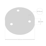 Matt White Metal 3 Hole Round Ceiling Plate with Cord Grips