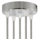 Polished Chrome 5 Hole Metal Ceiling Rose with Plastic Cord Grips