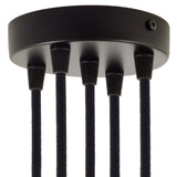 Matt Black 5 Hole Metal Ceiling Rose with Plastic Conical Cord Grips