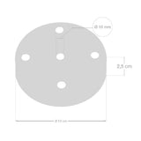 Gloss White Metal 5 Hole Round Ceiling Plate with Cord Grips