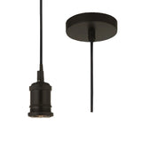 Searchlight 7461BK Matt Black Vintage Fabric Cable Suspension Ceiling Pendant