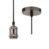 Searchlight 7461SS Satin Silver Vintage Fabric Cable Suspension Ceiling Pendant
