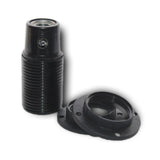 Black ABS SES E14 Fully Threaded Lampholder (Earth) & 2 Wide Shade Rings