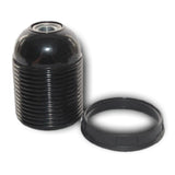 Black ABS ES E27 Fully Threaded Lampholder (Earth) & Thin Shade Ring