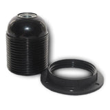 Black ABS ES E27 Fully Threaded Lampholder (Earth) & Wide Shade Ring