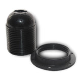 Lamparte BKE27FTH-WS Black ABS ES E27 Full Thread Lampholder Wide Shade Ring