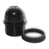 Black ABS ES E27 Partly Threaded Lampholder (Earth) & Thin Shade Ring