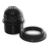 Black ABS ES E27 Partly Threaded Lampholder (Earth) & Wide Shade Ring