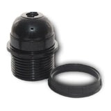 Black ABS ES E27 Partly Threaded Lampholder & Thin Shade Ring