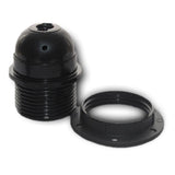 Black ABS ES E27 Partly Threaded Lampholder & Wide Shade Ring