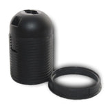 Black ABS ES E27 Snap On Threaded Lampholder & Thin Shade Ring