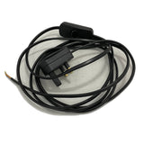 Black Pre-Made 2 Core Cable with Plug & Inline Switch