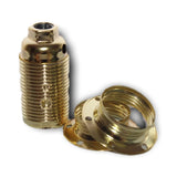 Brass Plated SES E14 Threaded Collar Lampholder 2 Shade Rings