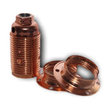 Copper Plated SES E14 Threaded Collar Lampholder 2 Shade Rings