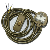 GLD-PLUG-3CORE Gold Pre-Made Switched 3 Core Cable Flex with UK Plug