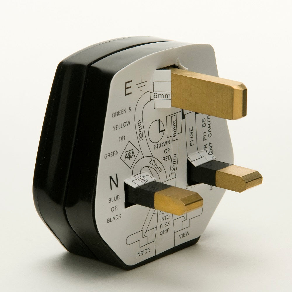 Jeani JPT13AB/3A | Black 13A Fused (3A) 3 Pin Plug Top BS 1363 ...