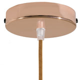 Polished Copper 1 Hole Metal Ceiling Rose with Conical Plastic Cord Grip