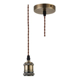 Britalia PMS4 Antique Brass Vintage Fabric Twisted Cable Suspension Ceiling Pendant