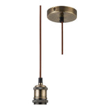 Britalia PMS3 Antique Brass Vintage Fabric Round Cable Suspension Ceiling Pendant
