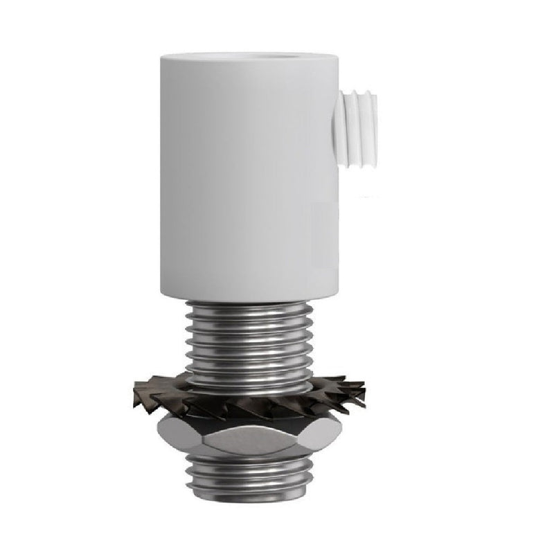 Lamparte FLUSH-1MW Matt White 1 Hole Flush Metal Ceiling Rose with Metal Cylinder Cord Grip
