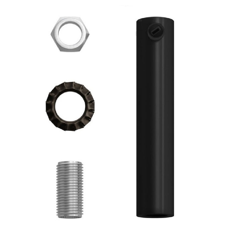 Lamparte SERM4-VN Black Metal 7cm Long Cylindrical Cord Grip for 10mm Hole