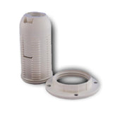 White ABS SES E14 Snap On Threaded Lampholder & Wide Shade Ring