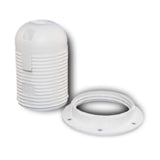 White ABS ES E27 Snap On Threaded Lampholder & Wide Shade Ring