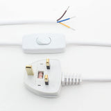 WHT-PLUG-3CORE White Pre-Made Switched 3 Core Cable Flex with UK Plug