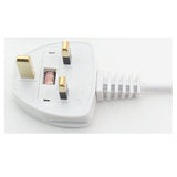 White 3 Pin UK Plug Fused