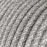 Grey Linen 3 Core Braided Round Flex Cable