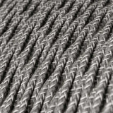 Grey Linen 3 Core Braided Twisted Flex Cable