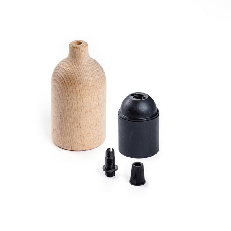 Lamparte 1-WDNAT Natural Wood lamp holder E27 Kit with concealed cable clamp